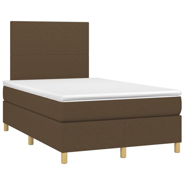 vidaXL Sommier &agrave; lattes de lit matelas et LED Marron fonc&eacute; 120x200 cm
