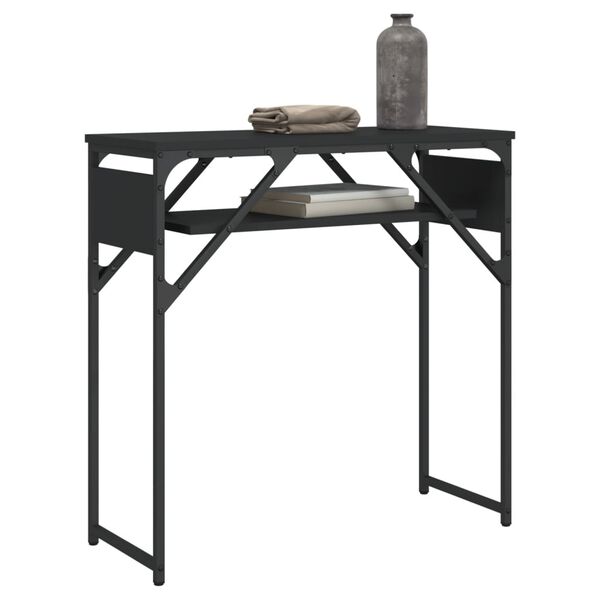 vidaXL Table console avec étagère noir 75x30x75 cm bois d'ingénierie