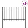 vidaXL Cl&ocirc;ture de jardin 9 pcs Gris 15,3 x 1 m Acier rev&ecirc;tu de poudre