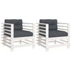 vidaXL Chaises de jardin et coussins lot de 2 blanc bois de pin massif