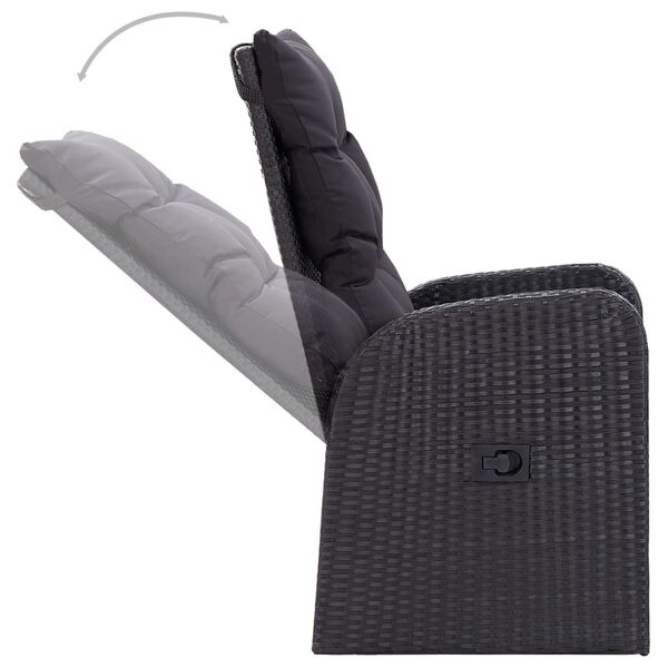 vidaXL Ensemble &agrave; manger de jardin 7 pcs Noir