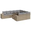 vidaXL Salon de jardin 11 pcs avec coussins beige r&eacute;sine tress&eacute;e