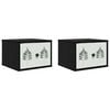 vidaXL Cabinet de chevet mural HANAU 2 pc Ch&ecirc;ne noir 36 x 33 x 25 cm