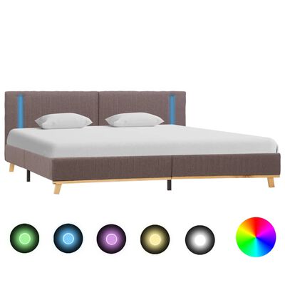 vidaXL Cadre de lit avec LED Taupe Tissu 160 x 200 cm