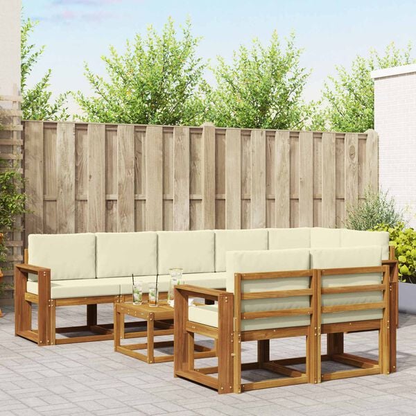 vidaXL Ensemble de canap&eacute;s d'ext&eacute;rieur 9 pcs Naturel et Cr&egrave;me