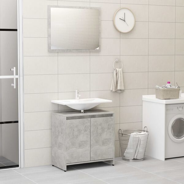 vidaXL Ensemble de meubles de salle de bain Gris b&eacute;ton Agglom&eacute;r&eacute;