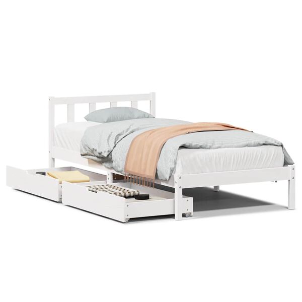 vidaXL Cadre de lit sans matelas blanc 90x200 cm bois de pin massif