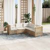 vidaXL Salon de jardin avec coussins 5 pcs beige r&eacute;sine tress&eacute;e