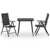 vidaXL Ensemble &agrave; manger de jardin 3 pcs noir