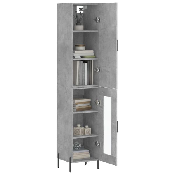 vidaXL Buffet haut Gris b&eacute;ton 34,5x34x180 cm Bois d'ing&eacute;nierie