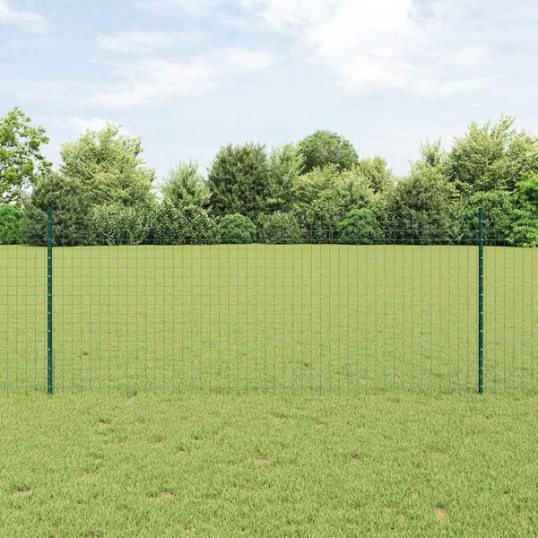 vidaXL Poteaux de clôture 22 pcs Vert 140 cm Acier