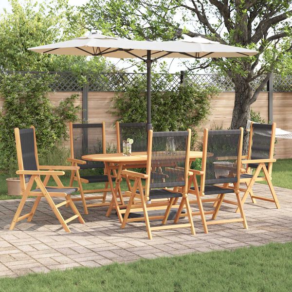 vidaXL Ensemble de salle &agrave; manger pour jardin 7 pcs Noir