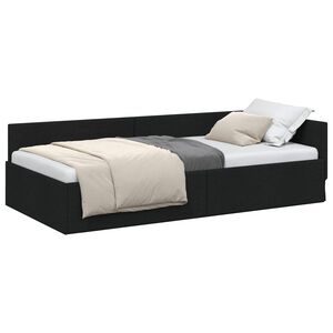 vidaXL Cadre de lit d'angle Noir 90 x 200 cm tissu