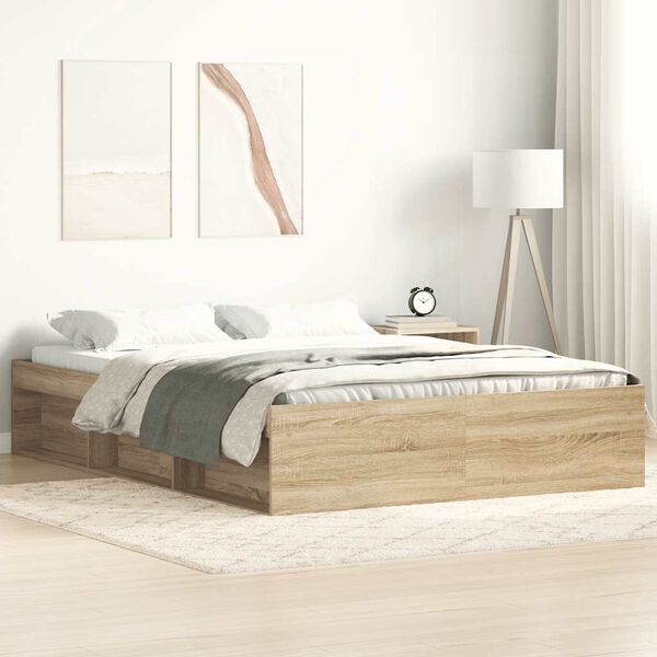 vidaXL Cadre de lit sans matelas chêne sonoma 150x200 cm