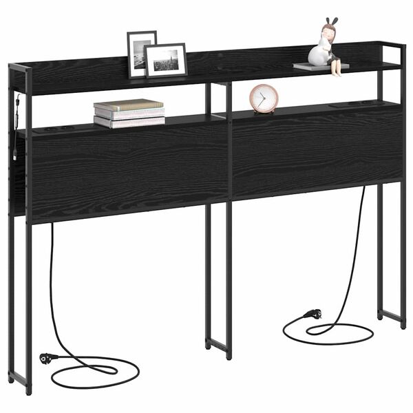 vidaXL T&ecirc;te de lit de rangement Ch&ecirc;ne noir 160 cm Bois d'ing&eacute;nierie