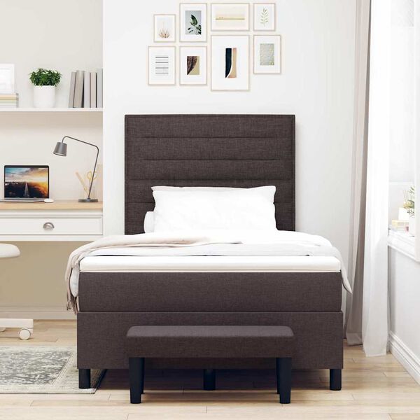 vidaXL Lit &agrave; ressorts avec matelas Marron fonc&eacute; 120 x 200 cm tissu