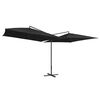 vidaXL Parasol double avec m&acirc;t en acier 250 x 250 cm Noir