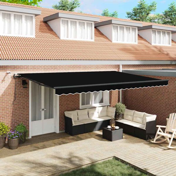 vidaXL Tissu de auvent avec Noir 500 &times; 350 cm Polyester