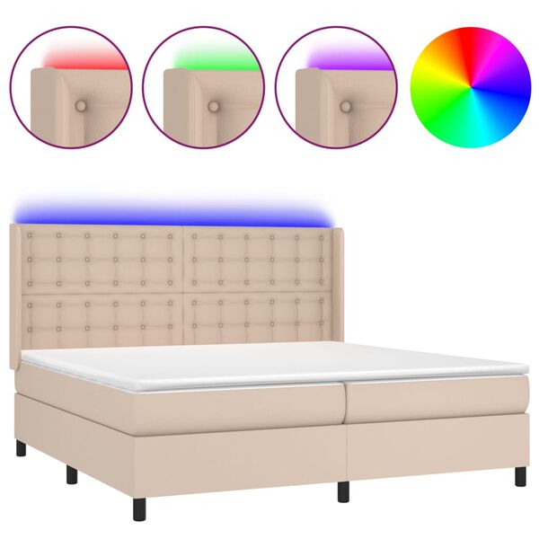 vidaXL Sommier &agrave; lattes de lit matelas LED Cappuccino 200x200 cm