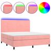 vidaXL Sommier &agrave; lattes de lit et matelas LED Rose 180x200 cm Velours
