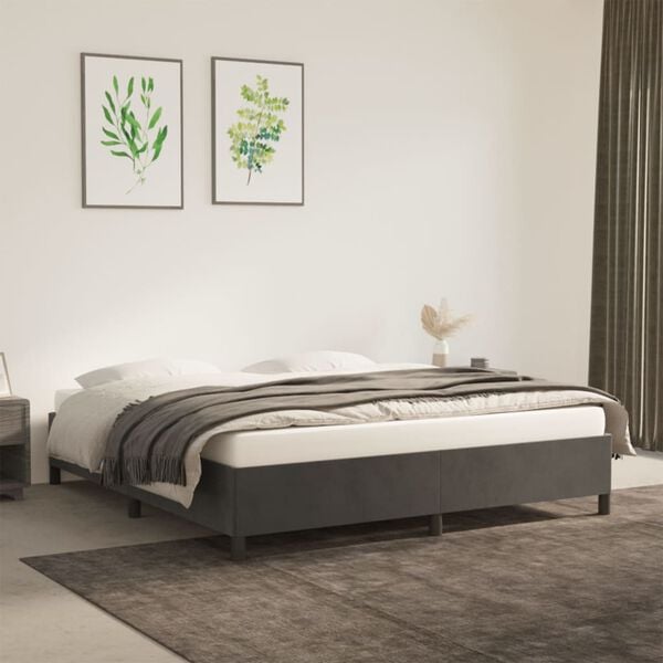 vidaXL Cadre de lit sans matelas gris fonc&eacute; 160x200 cm velours