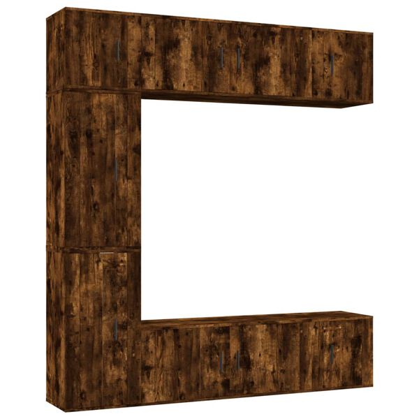 vidaXL Ensemble de meubles TV 7 pcs Chêne fumé Bois d'ingénierie