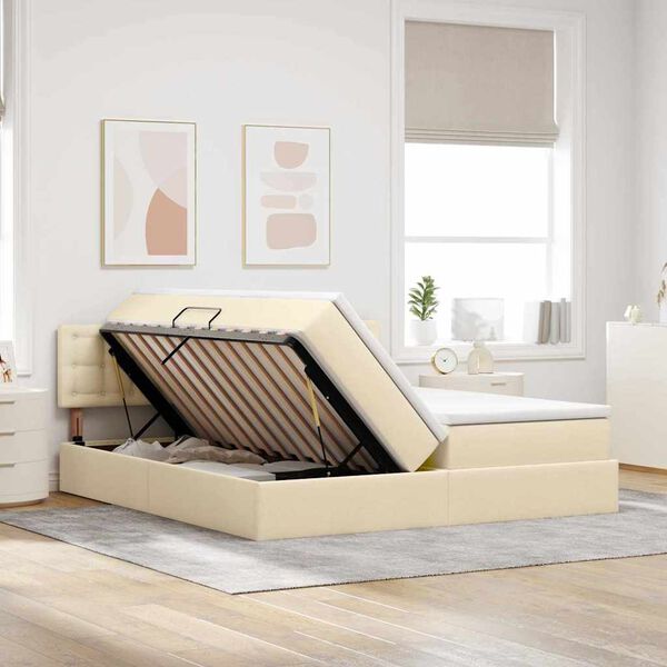 vidaXL Lit de Rangement Cr&egrave;me 180 x 200 cm Cuir synth&eacute;tique