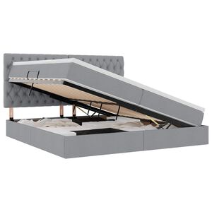 vidaXL Lit avec rangement et LED Gris clair 200 x 200 cm Polyester