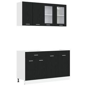 vidaXL Unit&eacute; de cuisine LYON 4 pc Ch&ecirc;ne noir Bois d'ing&eacute;nierie