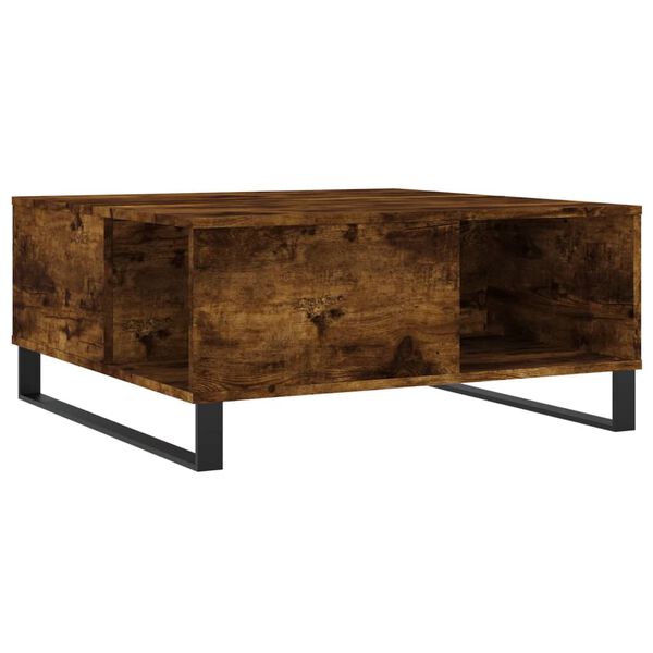 vidaXL Table basse ch&ecirc;ne fum&eacute; 80x80x36,5 cm bois d'ing&eacute;nierie