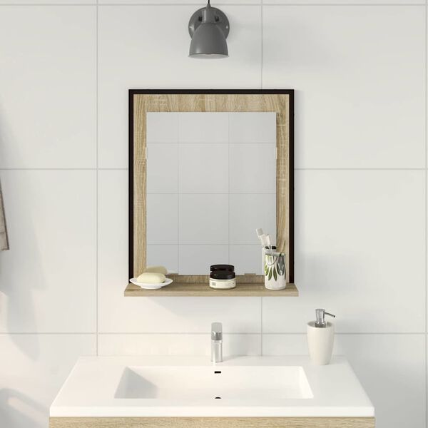 vidaXL Miroir de salle de bain avec étagère Noir 50 x 12 x 60 cm