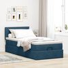 vidaXL Cadre de lit ottoman avec matelas bleu fonc&eacute; 90x190 cm velours