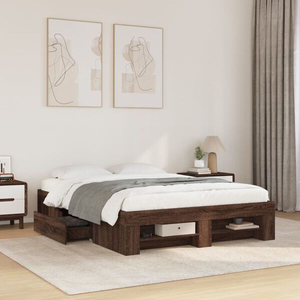 vidaXL Cadre de lit sans matelas ch&ecirc;ne marron 140x200 cm