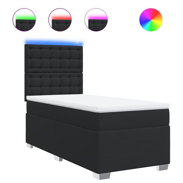 vidaXL Sommier &agrave; lattes de lit avec matelas Noir 90x190 cm Similicuir