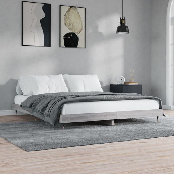 vidaXL Cadre de lit sans matelas sonoma gris 160x200cm bois ing&eacute;nierie