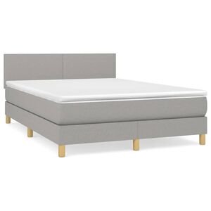 vidaXL Sommier &agrave; lattes de lit avec matelas Gris clair 140x200cm Tissu