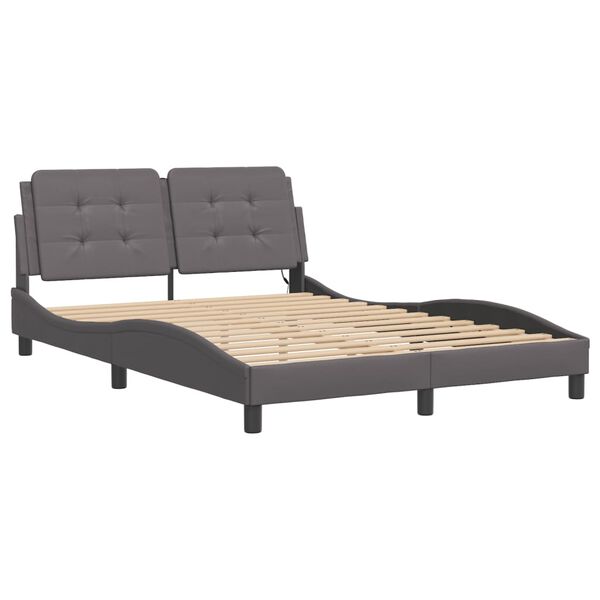 vidaXL Cadre de lit avec LED sans matelas Zadar gris 140x200 cm