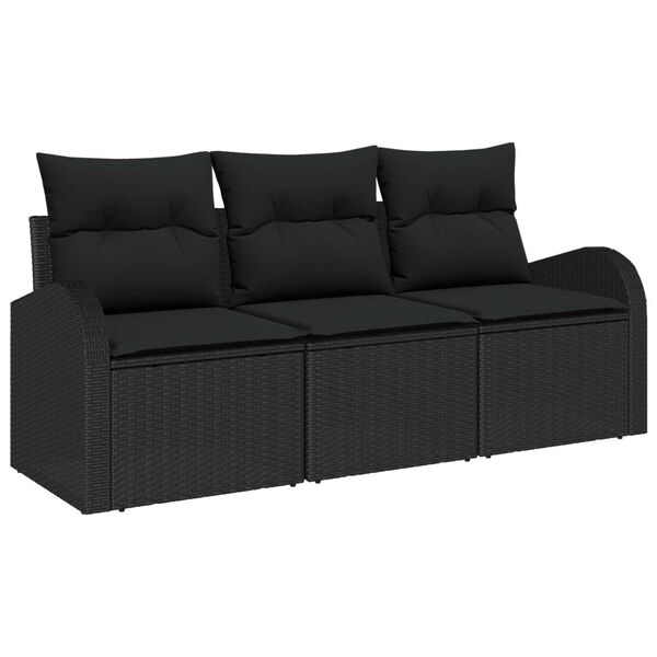 vidaXL Ensemble de canap&eacute; de jardin Noir polyrotin