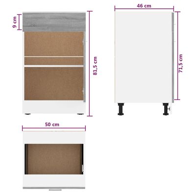 vidaXL Armoire de plancher à tiroir Sonoma gris 50x46x81,5 cm