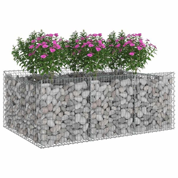 vidaXL Lit sur&eacute;lev&eacute; gabion Argent&eacute; 150 x 100 x 60 cm Acier galvanis&eacute;