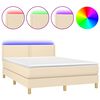vidaXL Sommier &agrave; lattes de lit avec matelas LED Cr&egrave;me 140x190 cm Tissu