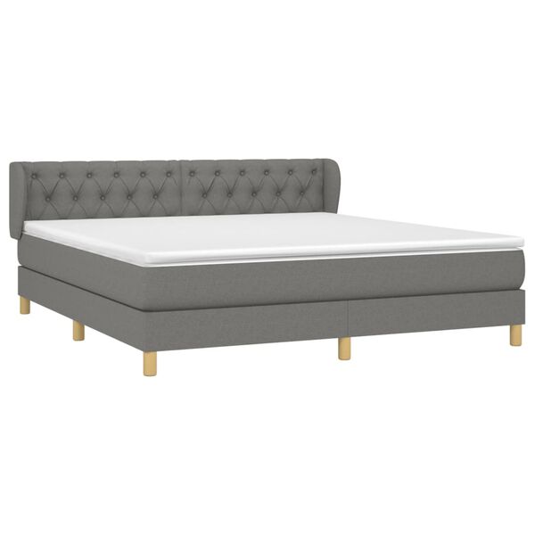 vidaXL Sommier à lattes de lit avec matelas Gris foncé 160x200cm Tissu