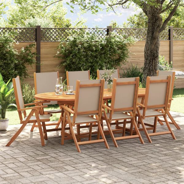 vidaXL Chaises pliables de jardin lot de 8 bois d'acacia et textil&egrave;ne