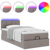 vidaXL Lit ottoman avec matelas et LED taupe 90x200 cm tissu