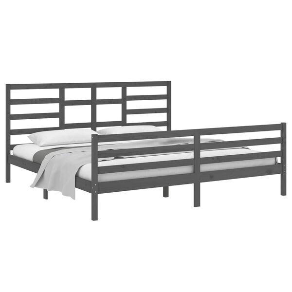 vidaXL Cadre de lit sans matelas bois massif gris 200x200 cm