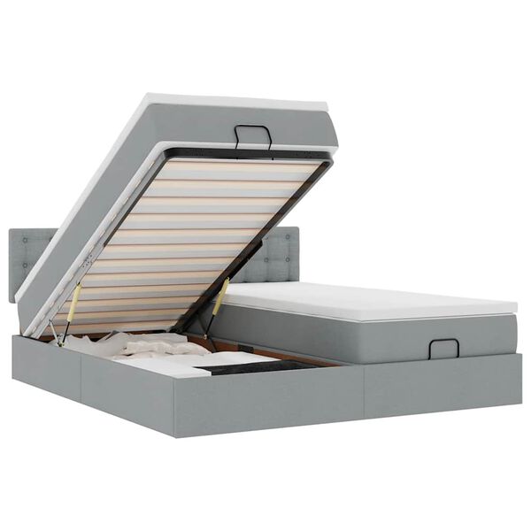 VidaXL Cadre de lit ottoman et matelas gris clair 160x200cm tissu
