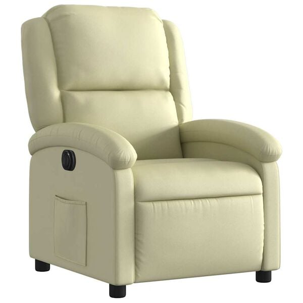 vidaXL Fauteuil inclinable &eacute;lectrique cr&egrave;me cuir v&eacute;ritable