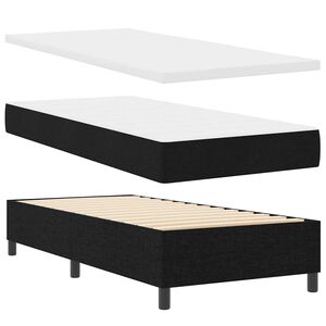 vidaXL Lit &agrave; ressort LED avec matelas Noir 100 x 200 cm tissu