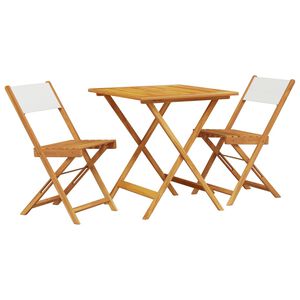 vidaXL Ensemble de bistro 3 pcs blanc cr&egrave;me tissu et bois massif