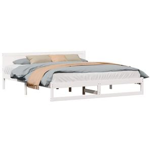vidaXL Cadre de lit avec t&ecirc;te de lit Blanc 200 x 200 cm Pin massif